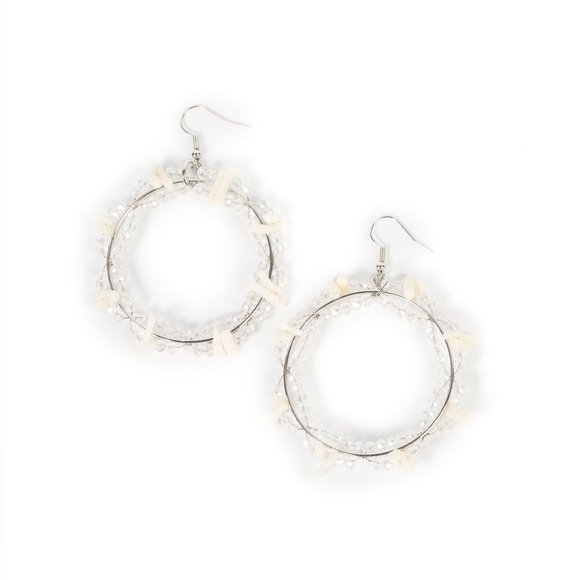 Ocean Surf - White Earrings - Picture 2 of 2